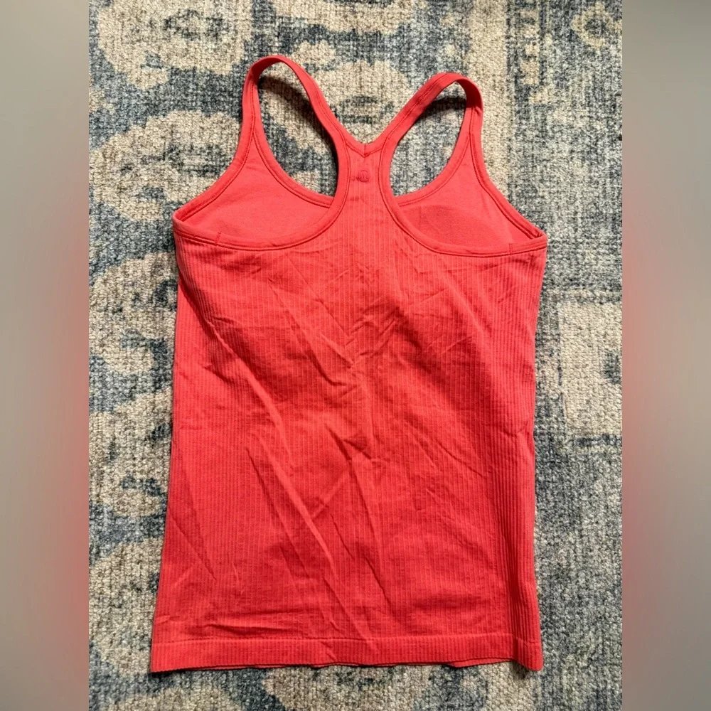 Lululemon Ebb to Street Tank Top Bright Coral Size 8 Pristine Condition - Picture 2 of 3
